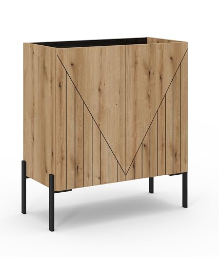 xonox.home Kommode Neo 82x91x40 cm in Korpus und Front Evoke Oak Nachbildung und Schwarze Akzente - Lowboard Schrank Sideboard Anrichte - Basic & natürlich xonox.home Kommode Neo 82x91x40 cm in Korpus und Front Evoke Oak Nachbildung und Schwarze Akzente - Lowboard Schrank Sideboard Anrichte - Basic & natürlich von xonox.home