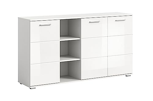 xonox.home X98A9903 Kommode 150x83x37 cm in weiß Nachbildung und weiß Hochglanz von xonox.home