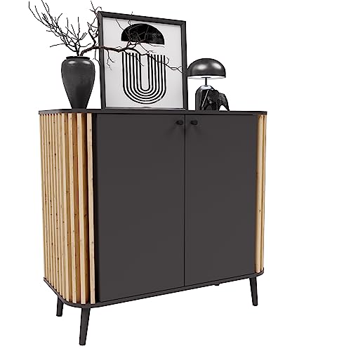 xonox.home Kommode Pure Kommode Schrank Anrichte Stauraummöbel in Front/Korpus grau Nb. Absetzung Artisan Eiche Nb., ca.92x87,5x40 cm von xonox.home