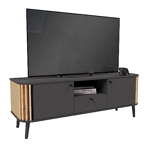 xonox.home Kommode Pure Lowboard Kommode Schrank Anrichte Stauraummöbel TV-Bank TV-Schrank in Front/Korpus grau Nb. Absetzung Artisan Eiche Nb., ca.138x50x40 cm von xonox.home