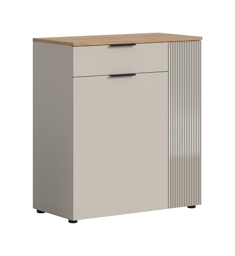 xonox.home - Kommode Slide 80x88x36 cm in Korpus Kaschmir und Evoke Oak Nachbildung - Schuhschrank Kommode Highboard Stauraumschrank - modern & stilvoll von xonox.home