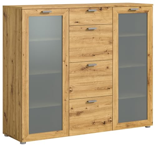 xonox.home Kommode Xeno Kommode Highboard Schrank Artisan Eiche Nb., ca.135x115x37 cm von xonox.home