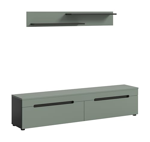 xonox.home - Lowboard Canu 170x38x33 cm in Korpus Basalt grau und Front Smoke Green Nb. - Kommode Sideboard groß TV-Bank TV-Schrank Fernsehschrank - platzsparend & modern xonox.home - Lowboard Canu 170x38x33 cm in Korpus Basalt grau und Front Smoke Green Nb. - Kommode Sideboard groß TV-Bank TV-Schrank Fernsehschrank - platzsparend & modern von xonox.home
