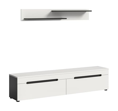 xonox.home - Lowboard Canu 170x38x33 cm in Korpus Basalt grau und Front weiß Nb. - Kommode Sideboard groß TV-Bank TV-Schrank Fernsehschrank - platzsparend & modern von xonox.home