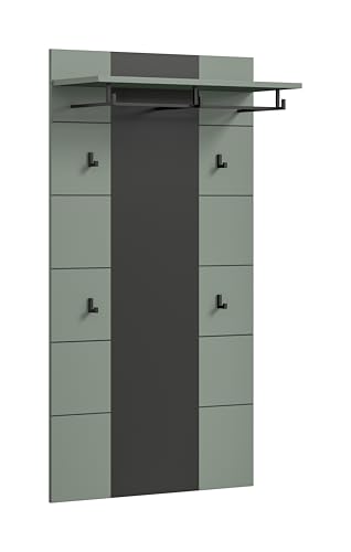 xonox.home - Paneel Canu 80x141x29 cm in Basalt grau und Smoke Green Nb. - Wandpaneel Wandboard Wandgarderobe Garderobenwand Garderobenpaneel Flurpaneel - zeitlos & praktisch von xonox.home