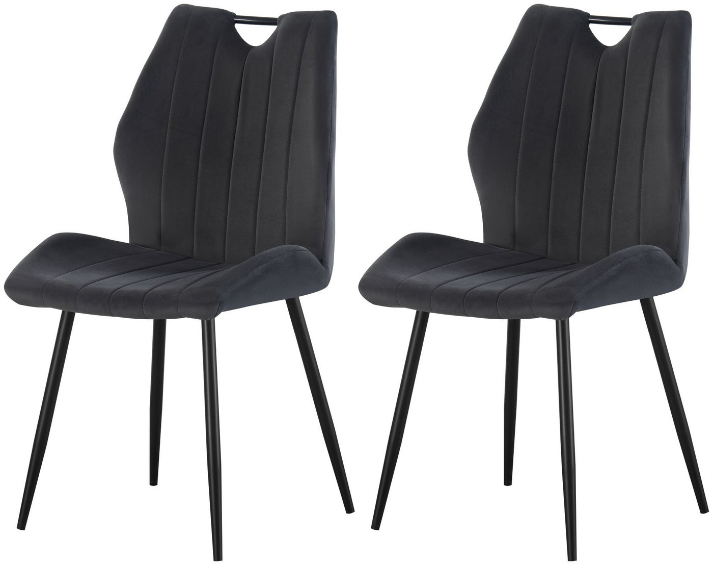 xonox.home Polsterstuhl, Esszimmerstühle aus Velouroptik in anthrazit & Metallbeinen 52x75x58cm xonox.home Polsterstuhl, Esszimmerstühle aus Velouroptik in anthrazit & Metallbeinen 52x75x58cm von xonox.home