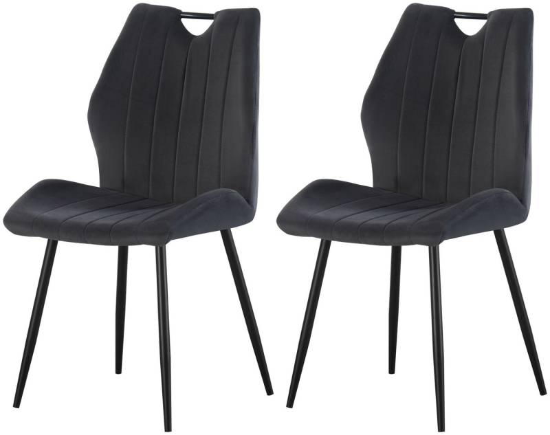 xonox.home Polsterstuhl, Esszimmerstühle aus Velouroptik in anthrazit & Metallbeinen 52x75x58cm xonox.home Polsterstuhl, Esszimmerstühle aus Velouroptik in anthrazit & Metallbeinen 52x75x58cm von xonox.home