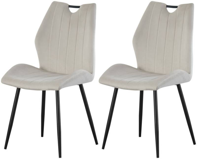 xonox.home Polsterstuhl, Esszimmerstühle aus Velouroptik in creme & Metallbeinen 52 x 75 x 58cm von xonox.home