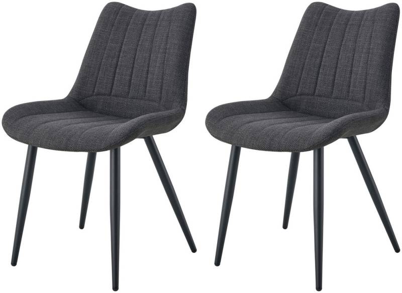 xonox.home Polsterstuhl, Esszimmerstühle aus Webstoff in anthrazit & Metallbeinen 53x86x59 cm xonox.home Polsterstuhl, Esszimmerstühle aus Webstoff in anthrazit & Metallbeinen 53x86x59 cm von xonox.home