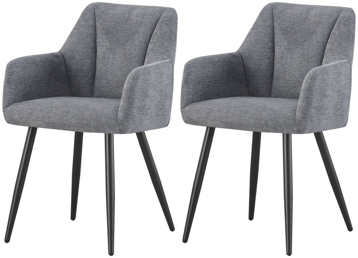 xonox.home Polsterstuhl, Stühle aus Chenille-Optik in anthrazit & Metallbeinen 55 x 82 x 62 cm xonox.home Polsterstuhl, Stühle aus Chenille-Optik in anthrazit & Metallbeinen 55 x 82 x 62 cm von xonox.home