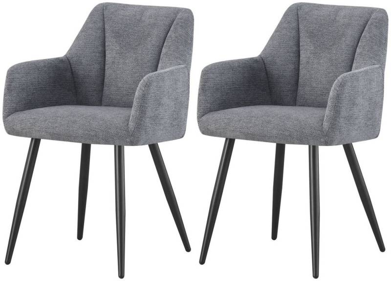 xonox.home Polsterstuhl, Stühle aus Chenille-Optik in anthrazit & Metallbeinen 55 x 82 x 62 cm xonox.home Polsterstuhl, Stühle aus Chenille-Optik in anthrazit & Metallbeinen 55 x 82 x 62 cm von xonox.home