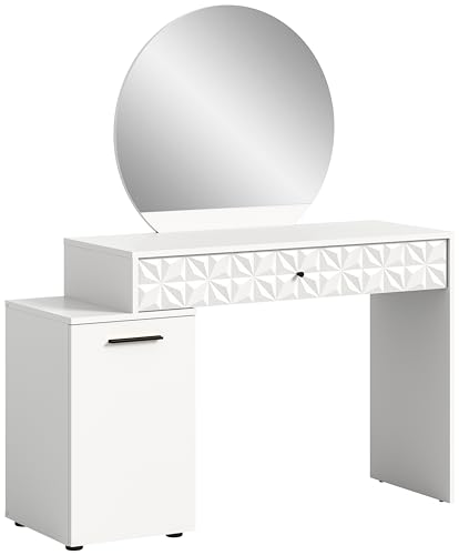 xonox.home Prisma X76A9T67 Schminktisch Schreibtisch Frisiertisch Kosmetiktisch in weiß Hochglanz, Korpus weiß ca.117x138x42cm von xonox.home