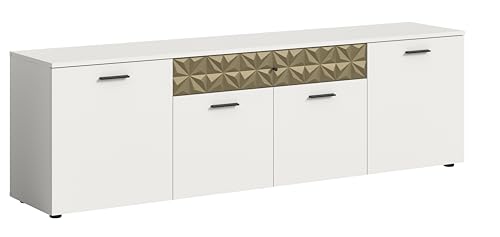 xonox.home Prisma X76J4T32 Lowboard TV-Schrank Kommode in weiß melamin, Absetzung Gold Nb. ca.190x57x37cm von xonox.home