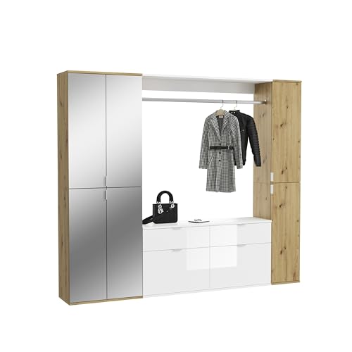 xonox.home Projekt X Systemmöbel Garderobe Ankleidezimmer Büro Kombination 3tlg. in Front Artisan Eiche Nb./Spiegel Korpus weiß hochglanz xonox.home Projekt X Systemmöbel Garderobe Ankleidezimmer Büro Kombination 3tlg. in Front Artisan Eiche Nb./Spiegel Korpus weiß hochglanz von xonox.home