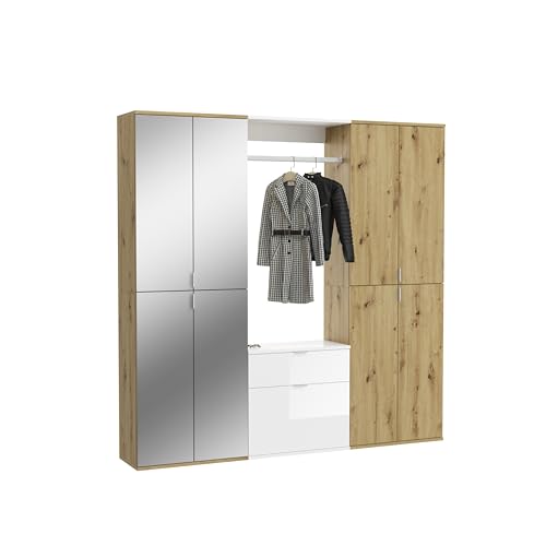 xonox.home Projekt X Systemmöbel Garderobe Ankleidezimmer Büro Kombination 3tlg. in Front Artisan Eiche Nb./Spiegel Korpus weiß hochglanz xonox.home Projekt X Systemmöbel Garderobe Ankleidezimmer Büro Kombination 3tlg. in Front Artisan Eiche Nb./Spiegel Korpus weiß hochglanz von xonox.home