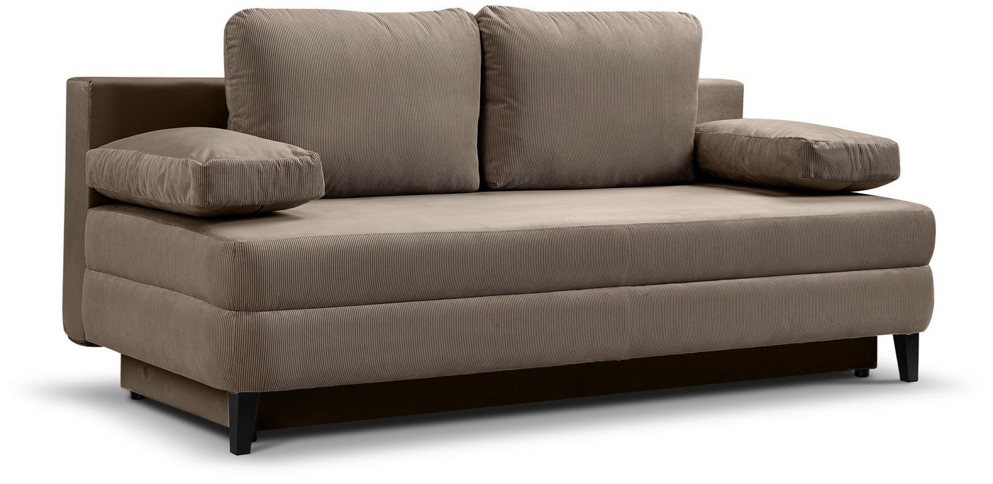 xonox.home Schlafsofa, 2,5 Sitzer aus Cord in braun-beige inkl. Zierkissen 200x91x100cm von xonox.home