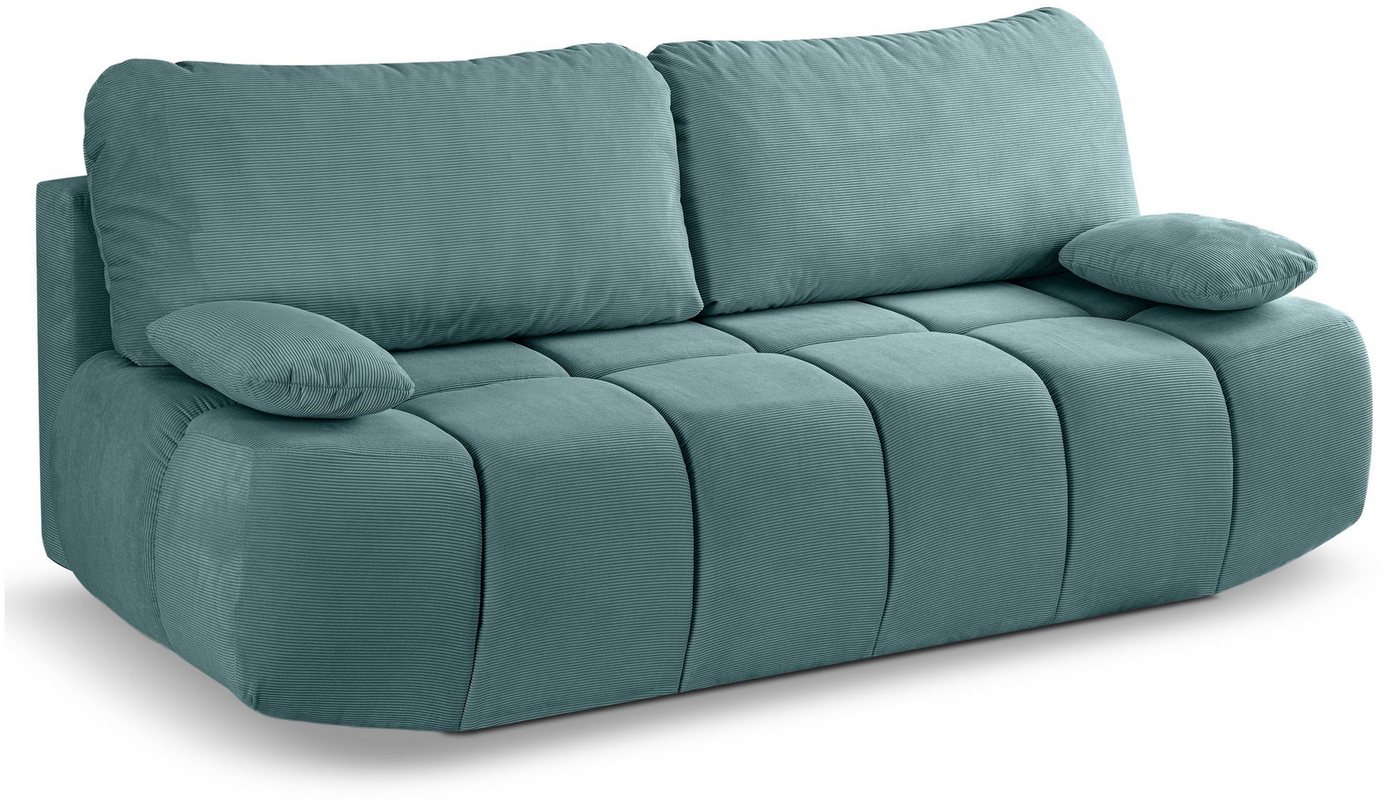 xonox.home Schlafsofa, 2 Sitzer aus Cord in mint-blau inkl. Zierkissen B/H/T: 207x93x105cm von xonox.home