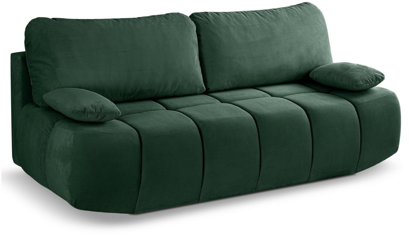 xonox.home Schlafsofa, 2 Sitzer aus Cord in smaragdgrün inkl. Zierkissen B/H/T: 207x93x105cm von xonox.home