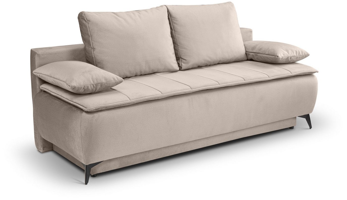 xonox.home Schlafsofa, 2 Sitzer aus Velour in beige inkl. Zierkissen B/H/T: 210x103x90cm von xonox.home
