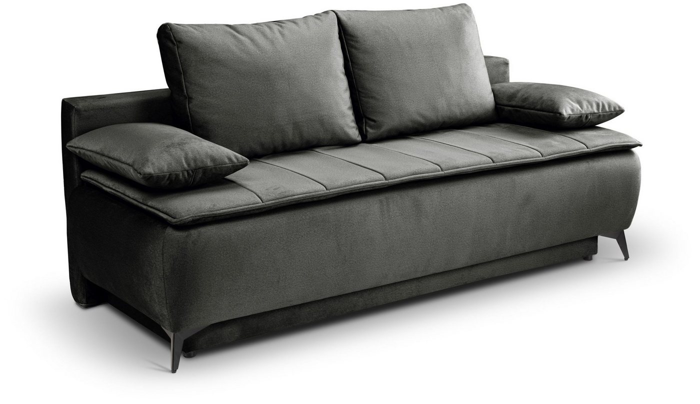 xonox.home Schlafsofa, 2 Sitzer aus Velour in grau-beige inkl. Zierkissen B/H/T: 210x103x90cm von xonox.home