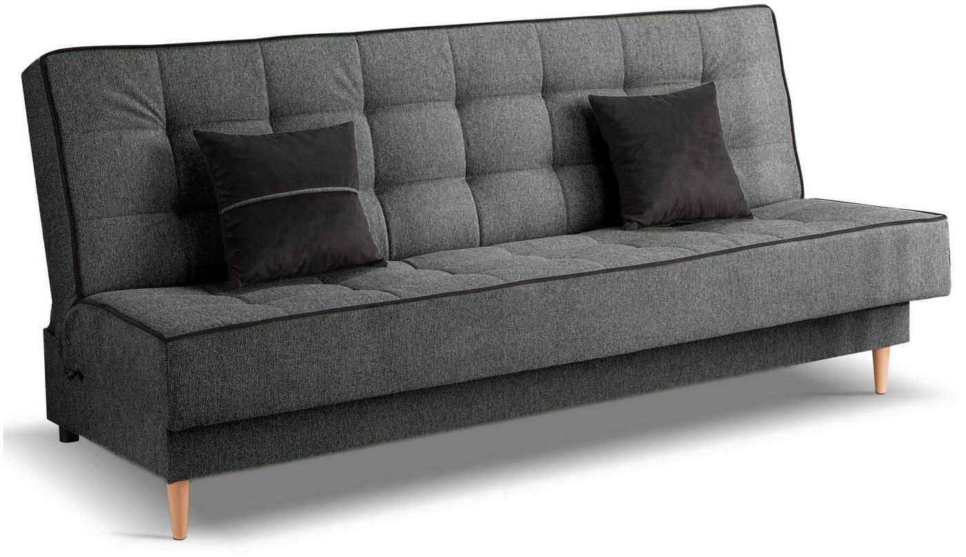 xonox.home Schlafsofa, 3 Sitzer aus Strukturstoff in grau inkl. Zierkissen B/H/T: 199x91x91cm von xonox.home