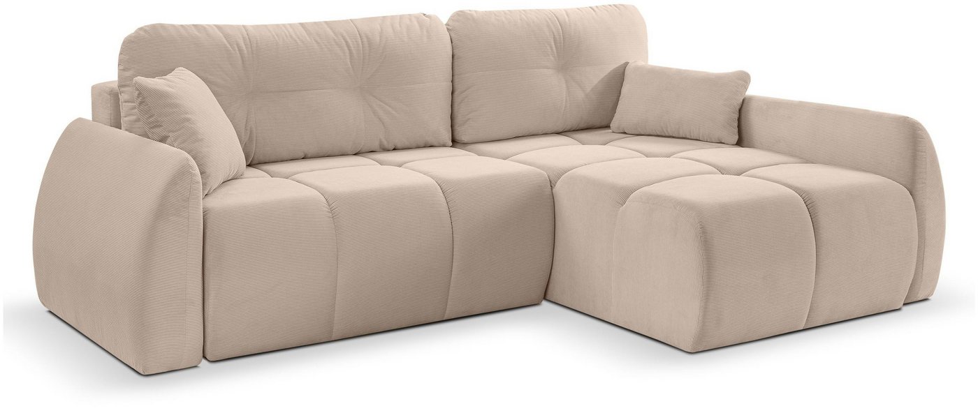 xonox.home Schlafsofa, aus Cord in beige inkl. Zierkissen Recamiere rechts 255x107x155cm von xonox.home