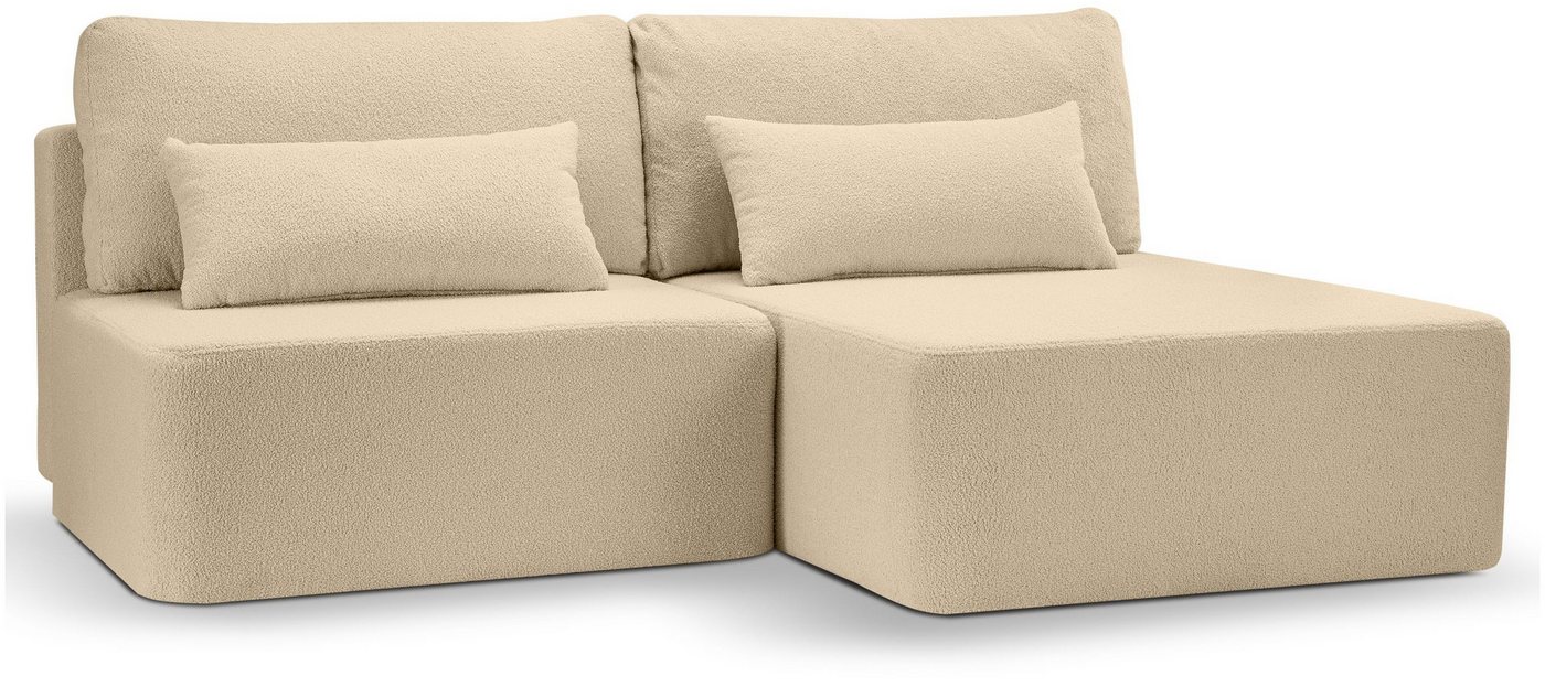 xonox.home Schlafsofa, in L-Form Recamiere beige aus Boucle in beige 213x95x158cm von xonox.home