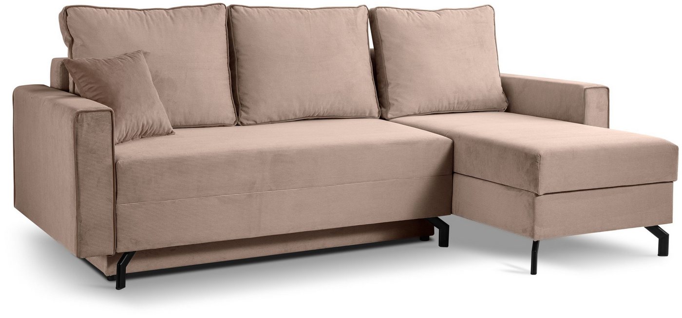 xonox.home Schlafsofa, in L-Form Recamiere rechts aus Cord in altrosa B/H/T: 230x89x148cm von xonox.home