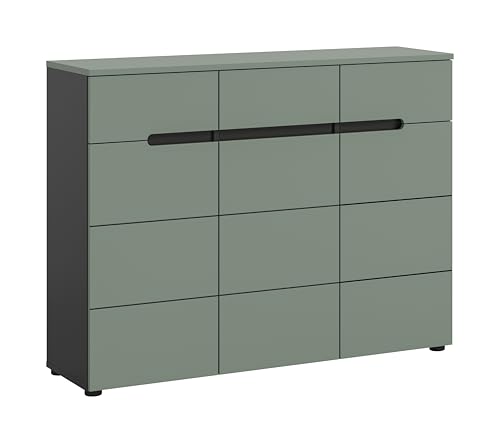 xonox.home - Schuhkommode Canu 120x94x37 cm in Korpus Basalt grau Nb. und Front Smoke Green Nb. - Schuhschrank Kommode Highboard Stauraumschrank - praktisch & modern xonox.home - Schuhkommode Canu 120x94x37 cm in Korpus Basalt grau Nb. und Front Smoke Green Nb. - Schuhschrank Kommode Highboard Stauraumschrank - praktisch & modern von xonox.home
