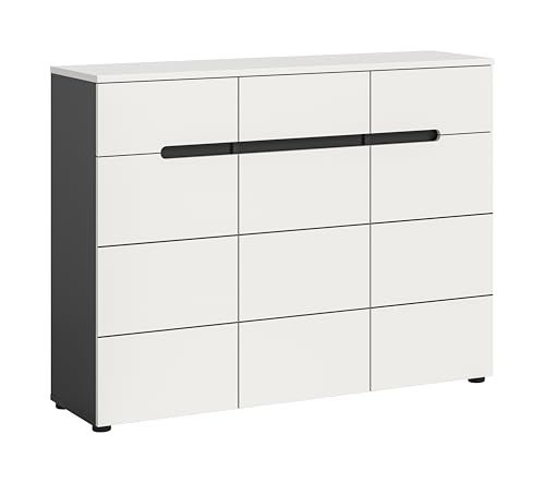 xonox.home - Schuhkommode Canu 120x94x37 cm in Korpus Basalt grau Nb. und Front weiß Nb. - Schuhschrank Kommode Highboard Stauraumschrank - gemütlich & praktisch von xonox.home
