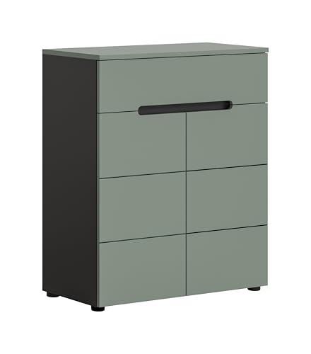 xonox.home - Schuhkommode Canu 80x94x37 cm in Korpus Basalt grau Nb. und Front Smoke Green Nb. - Schuhschrank Kommode Highboard Stauraumschrank - zeitlos & praktisch xonox.home - Schuhkommode Canu 80x94x37 cm in Korpus Basalt grau Nb. und Front Smoke Green Nb. - Schuhschrank Kommode Highboard Stauraumschrank - zeitlos & praktisch von xonox.home