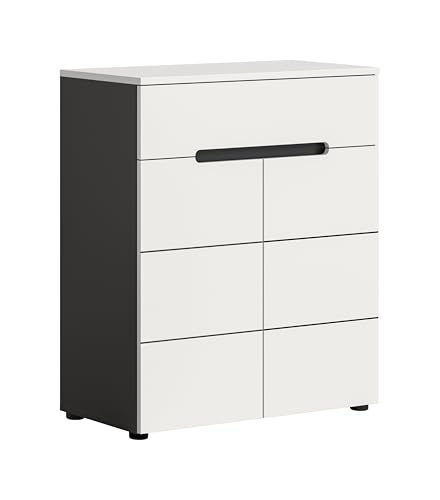 xonox.home - Schuhkommode Canu 80x94x37 cm in Korpus Basalt grau Nb. und Front weiß Nb. - Schuhschrank Kommode Highboard Stauraumschrank - modern & stilvoll von xonox.home