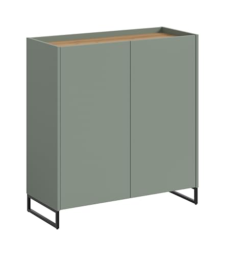 xonox.home – Schuhkommode Drive 97x90x38 cm in Salbei und Artisan Oak Nachbildung – Flurkommode mit Schublade & Türen – Moderner Schuhschrank für Diele & Eingangsbereich von xonox.home