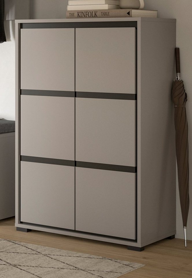 xonox.home Schuhschrank Jaru (in grau mit schwarz, 65 x 103 cm) mit Soft-Close von xonox.home