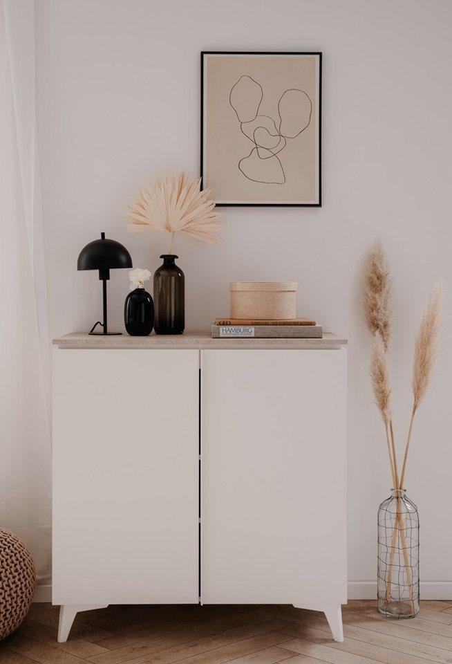 Finori Schuhschrank Kommode Sideboard Bertrix, Sandstein / Weiß, verschiedene Größen Finori Schuhschrank Kommode Sideboard Bertrix, Sandstein / Weiß, verschiedene Größen von Finori