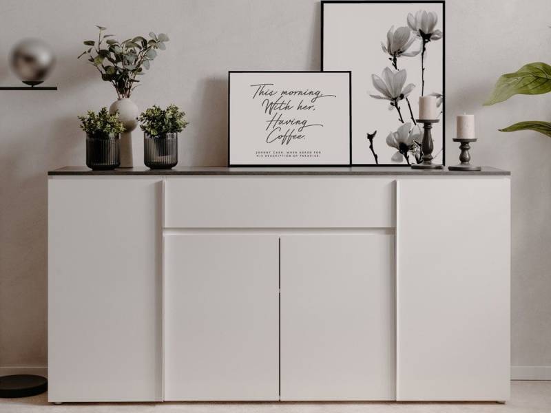 xonox.home Schuhschrank Kommode Sideboard Brest, Matera / Weiß Hochglanz, verschiedene Größe von Finori