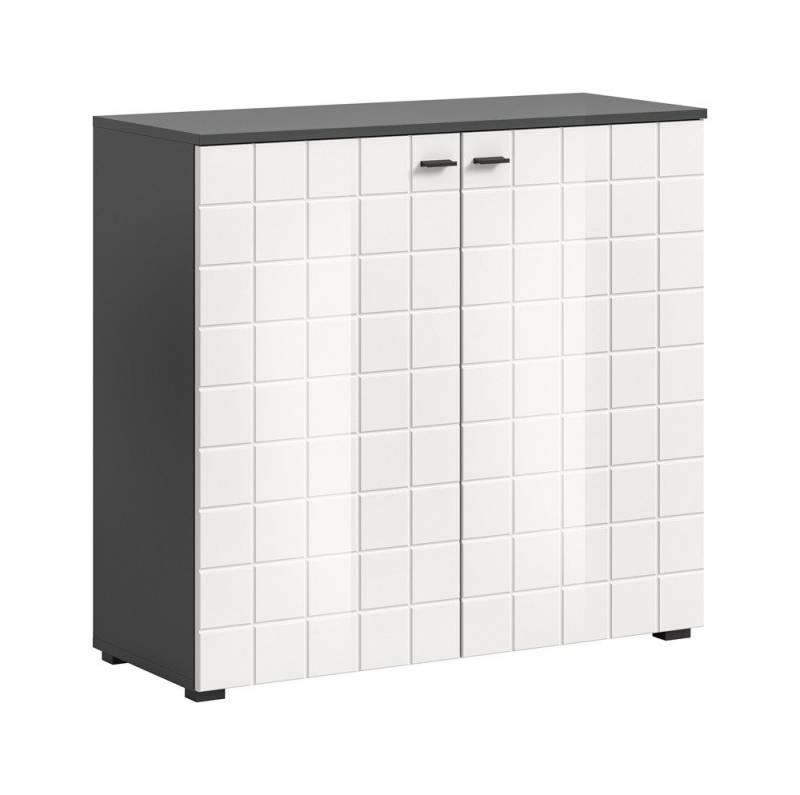 xonox.home Sideboard Kommode Monte, weiß Hochglanz / anthrazit, Wohnzimmerkommode, Sideboard weiß Hochglanz von xonox.home