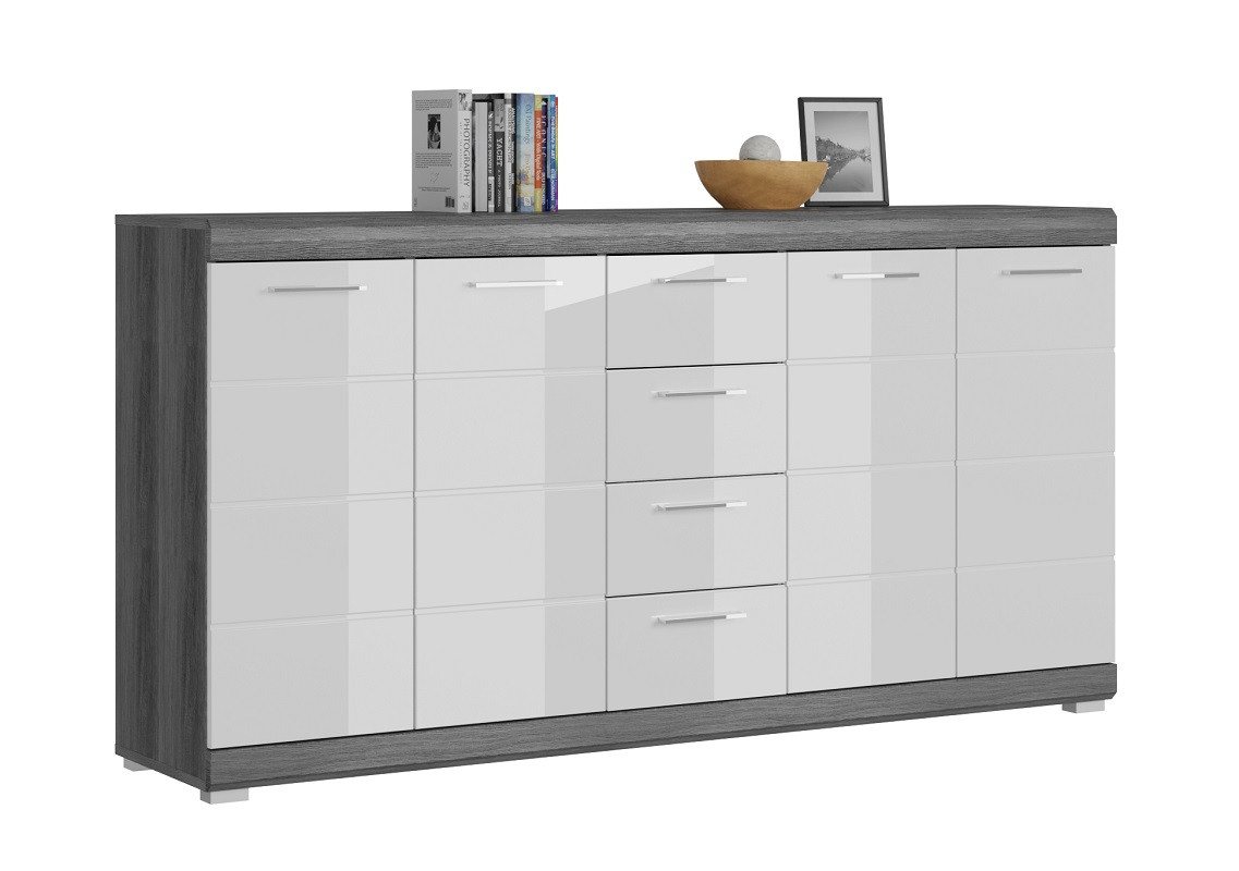 xonox.home Sideboard Sideboard Kommode Scout, weiß Hochglanz / rauchsilber von xonox.home