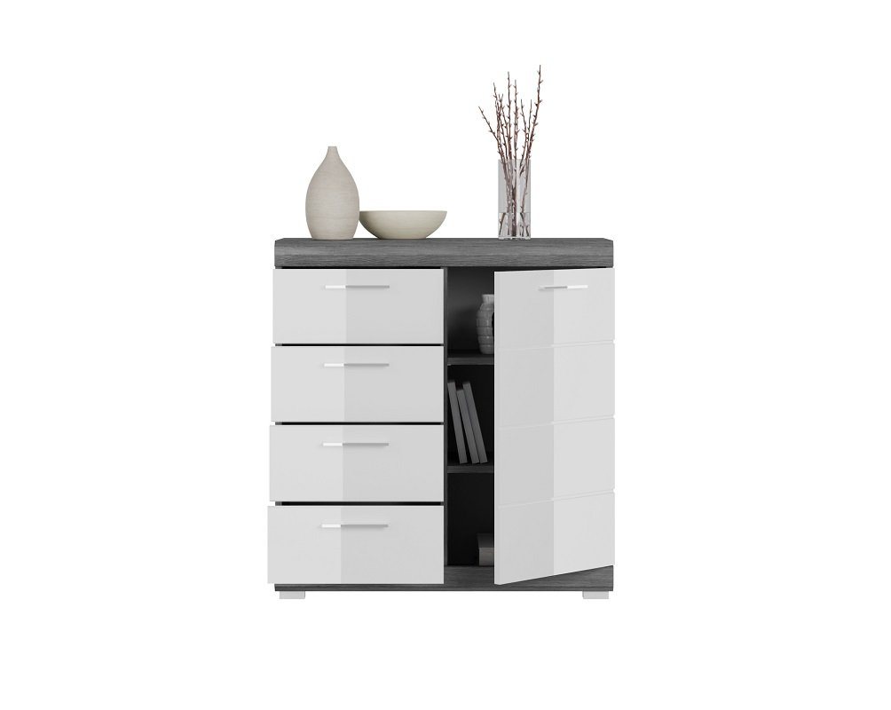 xonox.home Sideboard Sideboard Kommode Scout 3, weiß Hochglanz / rauchsilber von xonox.home