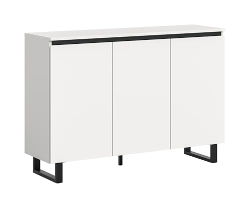 xonox.home – Sideboard Tomasa 120x84x36 cm in Weiß Melamin und Schwarz – Stilvolle Kommode mit Stauraum – modernes Design für Wohn- oder Essbereich – pflegeleicht & geradlinig von xonox.home