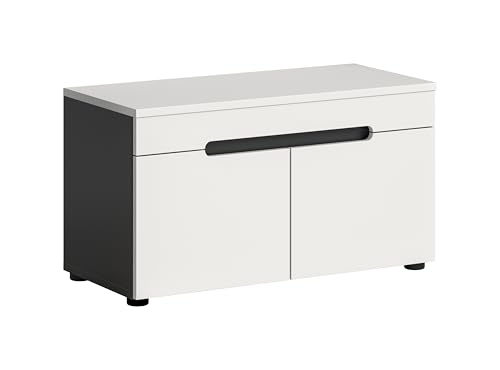 xonox.home - Sitzbank Canu 80x45x37cm in Korpus Basalt grau Nb., Front weiß Nb. - Bank Garderobenbank Flurbank Truhe - modern & platzsparend von xonox.home