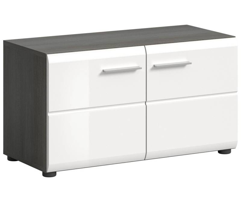 xonox.home Sitzbank Salsa, Weiß Hochglanz Rauchsilber Siphonausschnitt Melamin Modern 80x44x37 cm von xonox.home