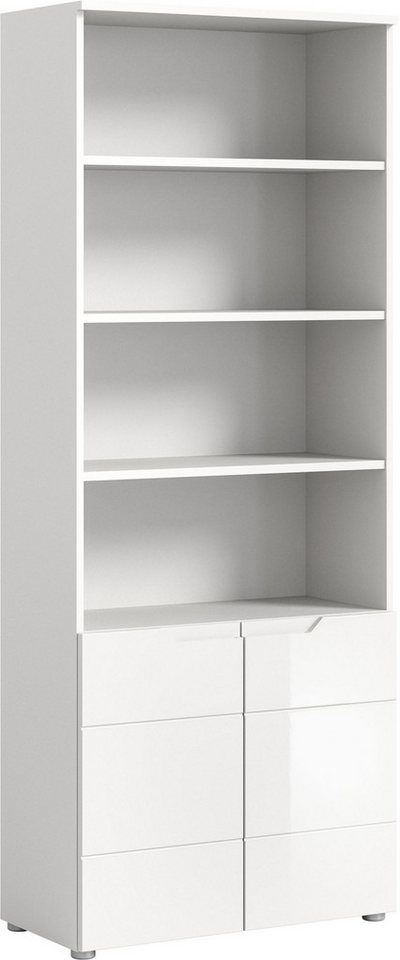 xonox.home Standregal, Weiß Hochglanz Softclose Melamin Modern 76x193x37 cm von xonox.home