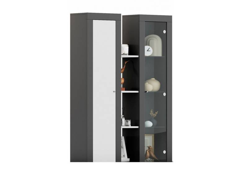 xonox.home Stauraumvitrine Aufsatzvitrinen in weiß/ athrazit grau B/H/T: 102 x 141 x 27 cm von xonox.home