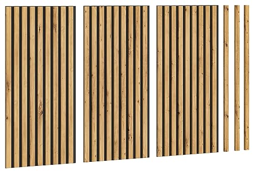 xonox.home Akustikpaneel Silence Wandpaneel Wandverkleidung Lamellenverkleidung Akustikpaneel in Artisan Eiche Nb., ca. 40x80x2 cm 3er Set von xonox.home