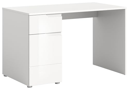 xonox.home Homeoffice Solero Schreibtisch Arbeitstisch Schultisch Tisch in Front weiß Hochglanz tiefzieh Korpus weiß, ca.120x75x65 cm von xonox.home