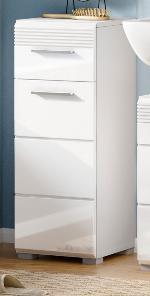 xonox.home Unterschrank Linus (Badezimmer Kommode in weiß mit Schublade, 30 x 79 cm) Hochglanz, Vollauszug von xonox.home