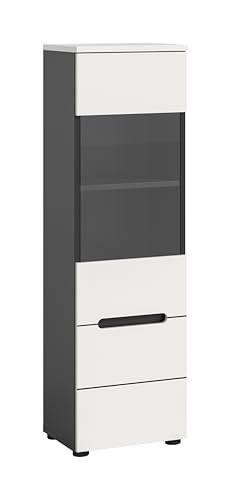 xonox.home - Vitrine Canu 36x125x33 cm in Korpus Basalt grau Nb. und Front weiß Nb. - Glasvitrine Dekoschrank Glas-Kommode Stauraumschrank - modern & platzsparend von xonox.home