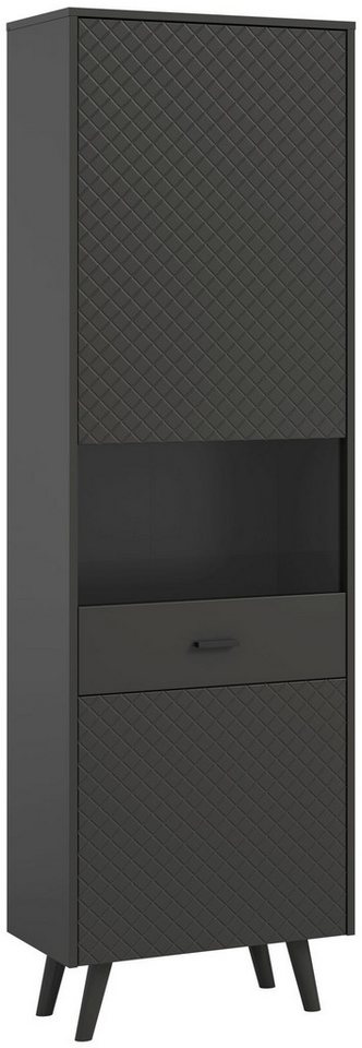 xonox.home Vitrine Vitrine Linea Grau Matt Push To Open Melamin Modern 58x195x37 cm von xonox.home