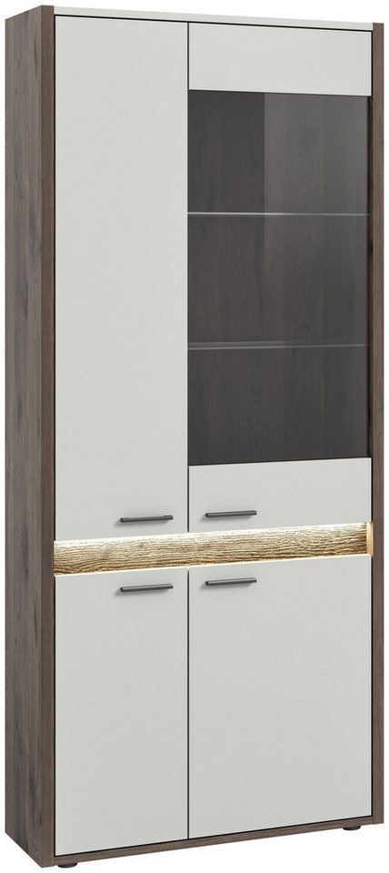 xonox.home Vitrine in Nox Oak Dunkel / Hellgrau - 82x198x37cm (BxHxT) von xonox.home